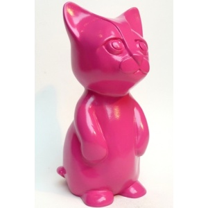 Statuette de petit chat rose de Face 