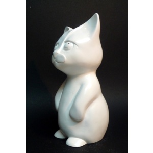 Sculpture de petit chat Blanc côté 