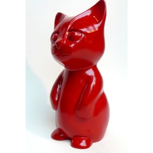 Sculpture de petit chat rouge côté 