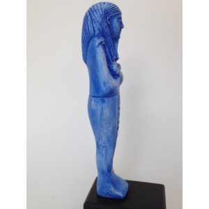 Sculpture Egyptienne Oushebti Bleue côté 